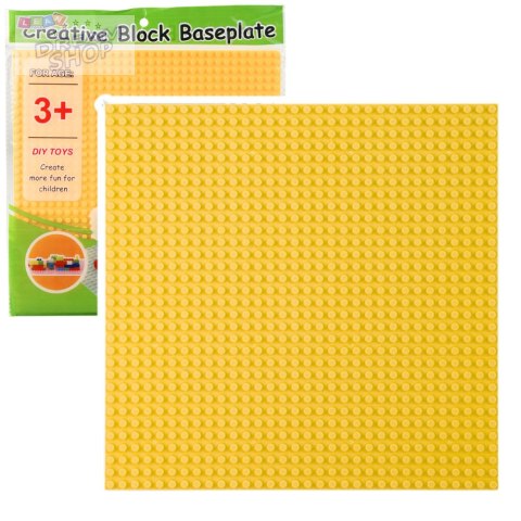 Płyta Plansza Konstrukcyjna Do Klocków Budowania Żółta 25,5x25,5 cm