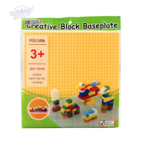 Płyta Plansza Konstrukcyjna Do Klocków Budowania Żółta 25,5x25,5 cm