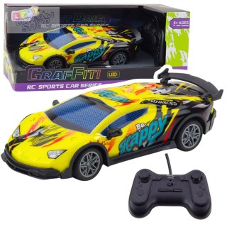 Samochód Sportowy Zdalnie Sterowany RC Światła LED Żółty 1:22