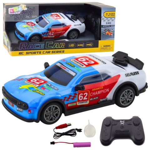 Samochód Sportowy Zdalnie Sterowany RC Światła Para Wodna Niebieski 1:22