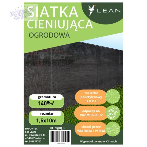Siatka Cieniująca Na Ogrodzenie Płot Maskująca Szara 1.5M 10M 140g/m²