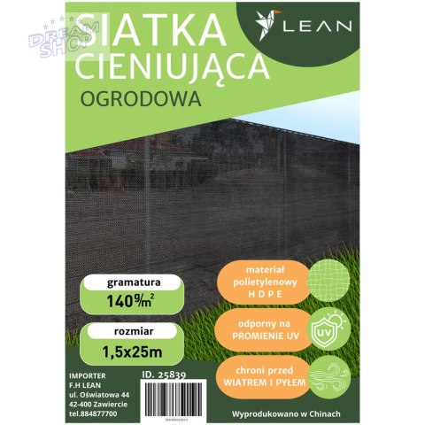 Siatka Cieniująca Na Ogrodzenie Płot Maskująca Szara 1.5M 25M 140g/m²