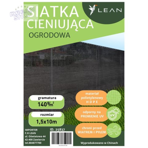Siatka Cieniująca Na Ogrodzenie Płot Maskująca Zielona 1.5M 10M 140g/m²