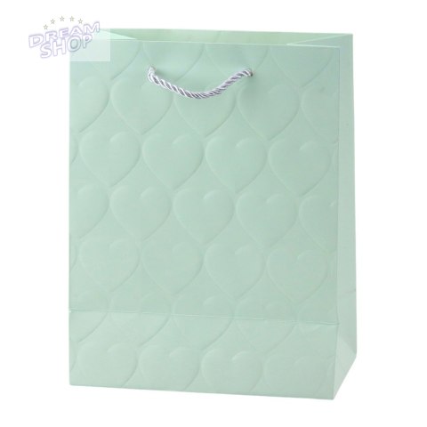 Torba Prezentowa Elegancka Tłoczone Serca Pastelowa 23 x 18 x 10,5 cm