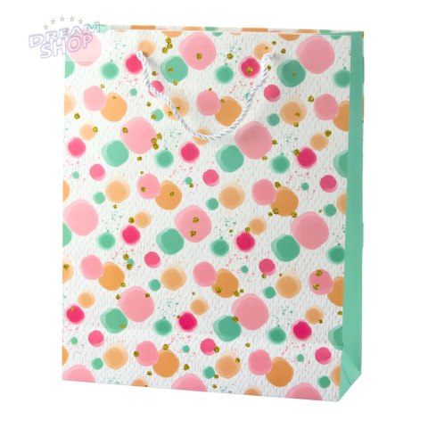 Torba Prezentowa Kropki Akwarelowe Pastelowe 32 × 26 × 10 cm
