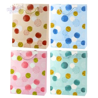 Torba Prezentowa Wzór Złote Kropki Pastelowa 32 × 26 × 10 cm