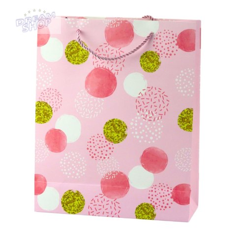 Torba Prezentowa Wzór Złote Kropki Pastelowa 32 × 26 × 10 cm