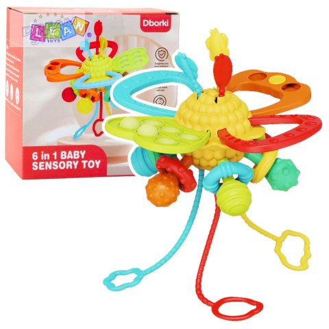Zabawka Sensoryczna 6w1 Gryzak Sznurki Do Przeciągania Pop-It Kolorowa
