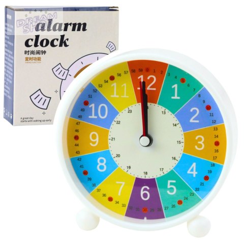 Zegar Budzik Dziecięcy Edukacyjny Kwarcowy Minuty Sekundy Kolorowy 12cm