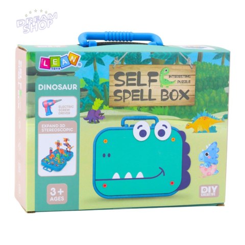 Zestaw Do Skręcania DIY Walizka Układanka Dinozaury Klocki Wkrętarka 228el.