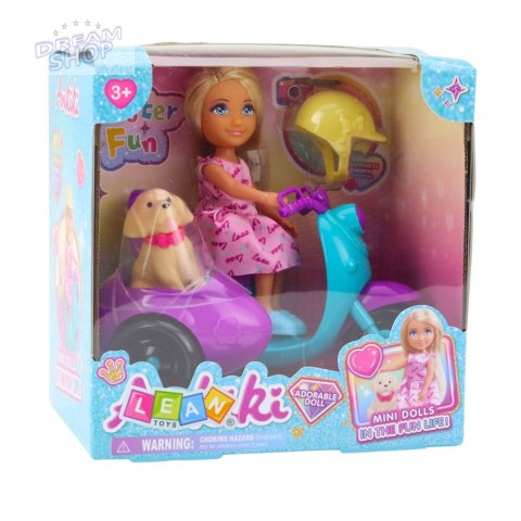 Zestaw Mini Laleczka Ankiki Na Skuterze Trójkołowym Piesek