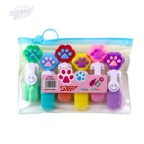 Zestaw Mini Zakreślacze Z Łapką W Etui Kolorowe 6szt 8cm