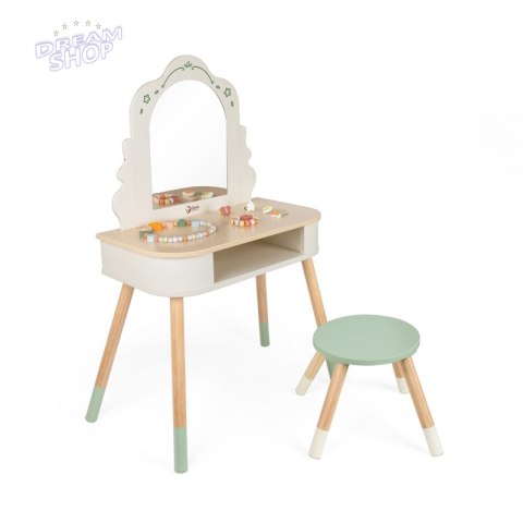 CLASSIC WORLD Drewniana Toaletka z Lustrem Krzesełkiem i Akcesoriami Pastelowa CLASSIC WORLD Drewniana Toaletka z Lustrem Krzesełkiem i Akcesoriami Pastelowa