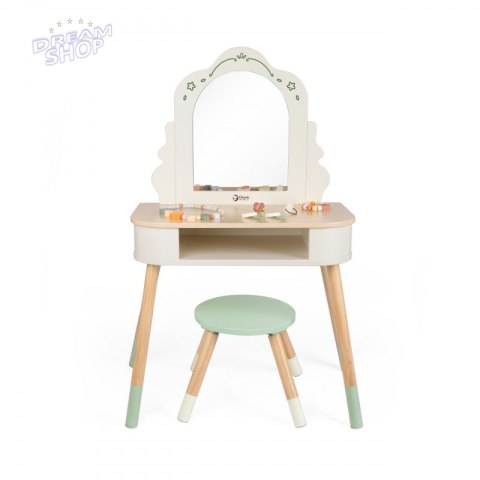 CLASSIC WORLD Drewniana Toaletka z Lustrem Krzesełkiem i Akcesoriami Pastelowa CLASSIC WORLD Drewniana Toaletka z Lustrem Krzesełkiem i Akcesoriami Pastelowa