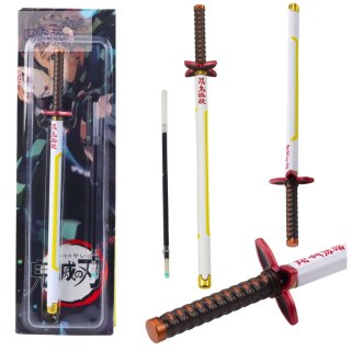 Długopis Miecz Katana Anime Metalowy Czarny Tusz Wymienny Wkład Biało-Żółty