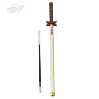 Długopis Miecz Katana Anime Metalowy Czarny Tusz Wymienny Wkład Biało-Żółty
