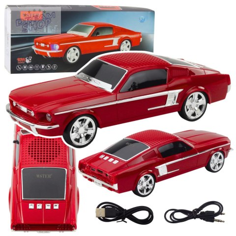 Głośnik Bezprzewodowy Bluetooth Samochód Klasyczny Światła LED Czerwony