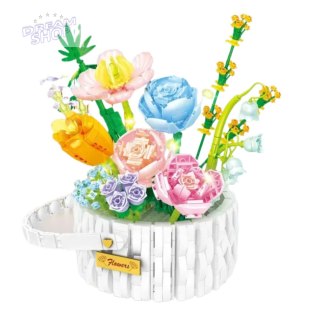 Klocki Konstrukcyjne Kompozycja Kwiatowa W Koszyku Światła LED 1376 el.