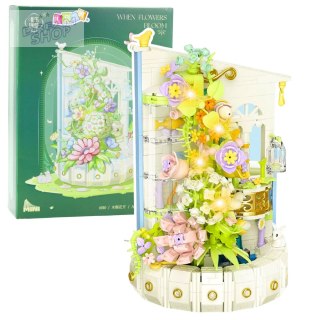 Klocki Konstrukcyjne Kompozycja Kwiatowa Z Wieżą Światła LED 632 el.