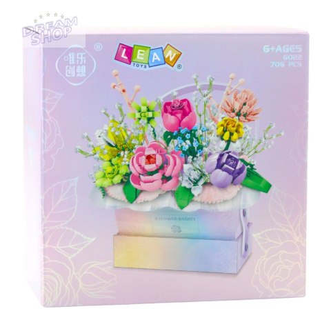 Klocki Konstrukcyjne Kompozycja W Pudełku Box Kwiatowy Fioletowy LED 706el.