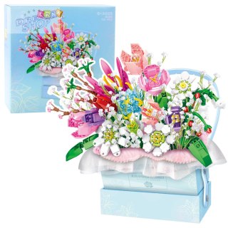 Klocki Konstrukcyjne Kompozycja W Pudełku Box Kwiatowy Niebieski LED 761el.