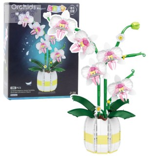 Klocki Konstrukcyjne Orchidea Storczyk W Doniczce Różowo-Biała 616 el.