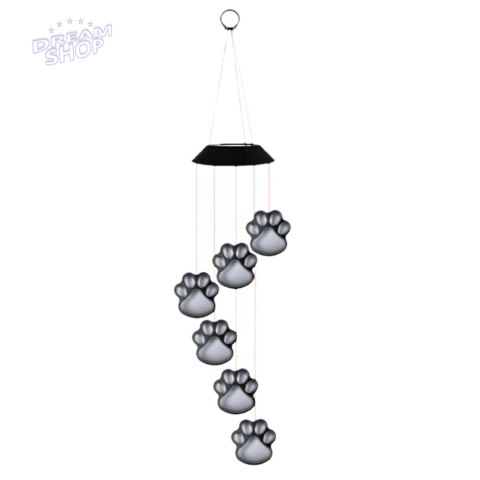 Lampki Solarne Ogrodowe LED Dzwonki Psie Łapy Kolorowe 70cm