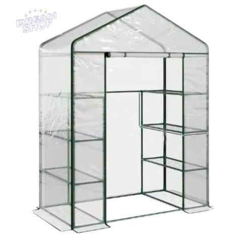 Mini Szklarnia Balkonowa Ogrodowa 4 Półki Metalowe Folia PVC 195 x 143 x 73cm