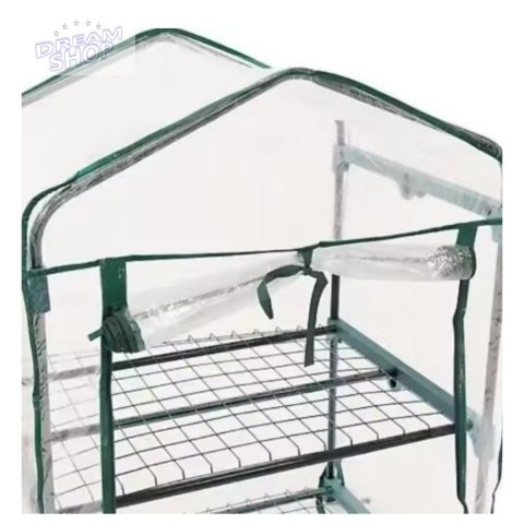 Mini Szklarnia Balkonowa Ogrodowa 4 Półki Metalowe Folia PVC 69 x 49 x 157cm