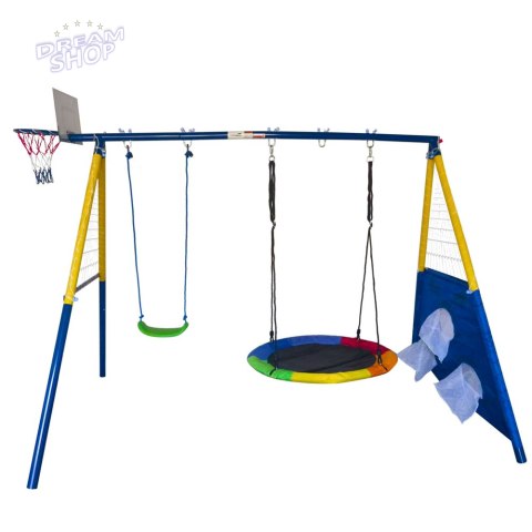 Plac Zabaw Wielofunkcyjny 4w1 Huśtawki Kosz Do Gry Mata Celnościowa Plac Zabaw Wielofunkcyjny 4w1 Huśtawki Kosz Do Gry Mata Celnościowa