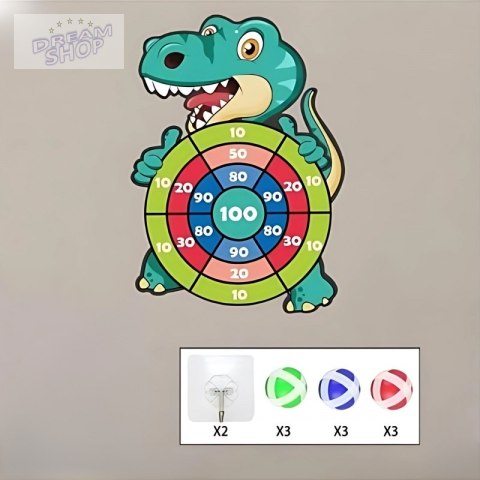 WOOPIE Gra Zręcznościowa w Rzutki na Rzepy Zestaw 2w1 Tarcza + Wyrzutnia Łuk Dino
