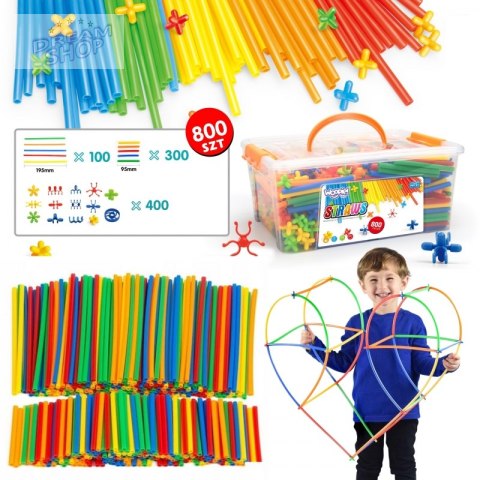 WOOPIE Klocki Konstrukcyjne Kolorowe Słomki 800 el.