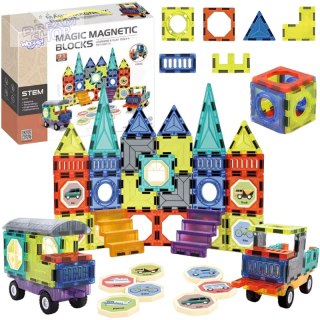 WOOPIE Klocki Magnetyczne 3D Zestaw Zamek Pojazdy 71el.