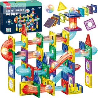 WOOPIE Klocki Magnetyczne Konstrukcyjne 3D Zestaw Edukacyjny Tor Kulkowy 105el.