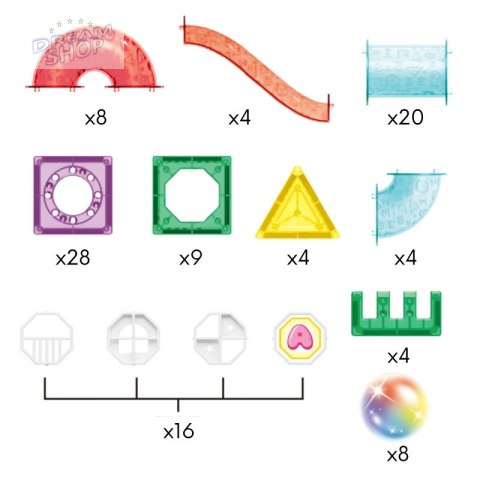 WOOPIE Klocki Magnetyczne Konstrukcyjne 3D Zestaw Edukacyjny Tor Kulkowy 105el.