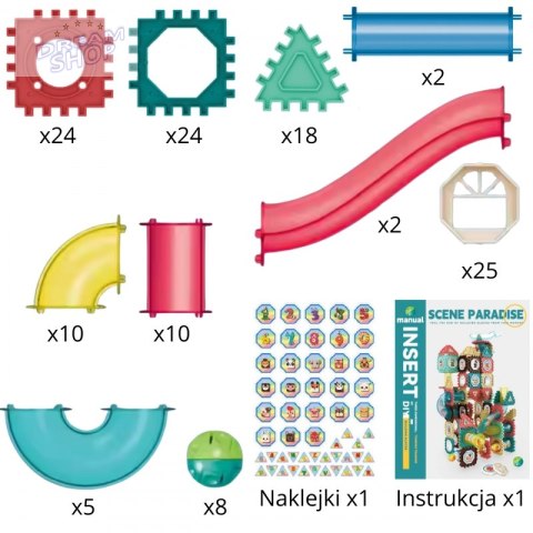 WOOPIE Klocki Magnetyczne Konstrukcyjne 3D Zestaw Edukacyjny Tor Kulkowy 128el.