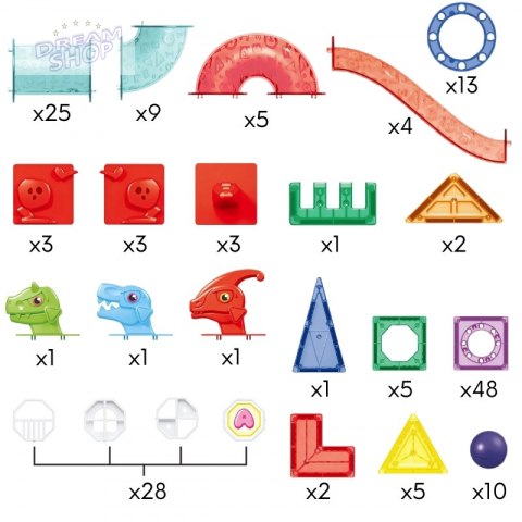 WOOPIE Klocki Magnetyczne Konstrukcyjne 3D Zestaw Edukacyjny Tor Kulkowy 170el.