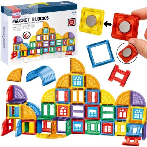 WOOPIE Klocki Magnetyczne Konstrukcyjne 3D Zestaw Edukacyjny Zamek 100el.