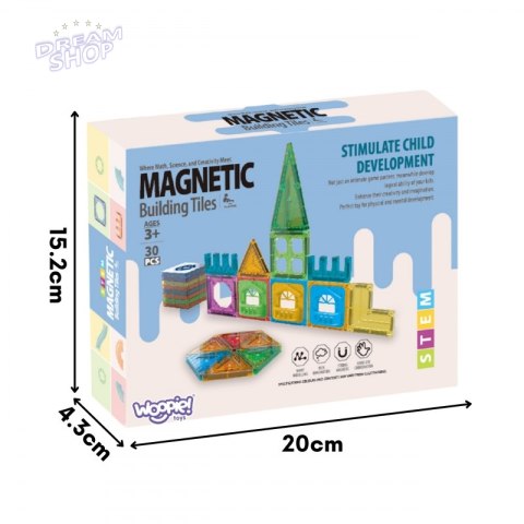 WOOPIE Klocki Magnetyczne Konstrukcyjne 3D Zestaw Edukacyjny Zamek 30el.