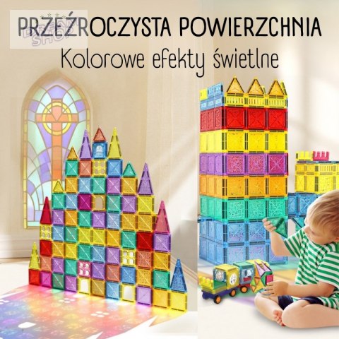 WOOPIE Klocki Magnetyczne Konstrukcyjne 3D Zestaw Edukacyjny Zamek Pojazdy110el..