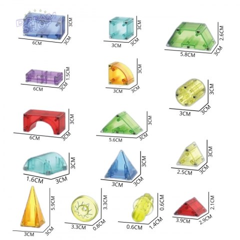 WOOPIE Klocki Magnetyczne Konstrukcyjne Sześciany 3D Zestaw Edukacyjny 63 el.