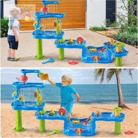 WOOPIE Ogromny Aquapark Stolik Wodny 6w1 Piaskownica Wodospad Tor Wodny 6-poziomowy Modułowy