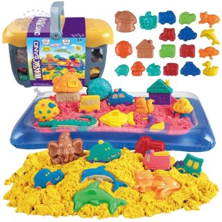 WOOPIE Piasek Kinetyczny 0,8 kg Zestaw w Koszyku z Foremkami + /