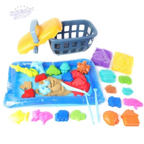 WOOPIE Piasek Kinetyczny 0,8 kg Zestaw w Koszyku z Foremkami + /