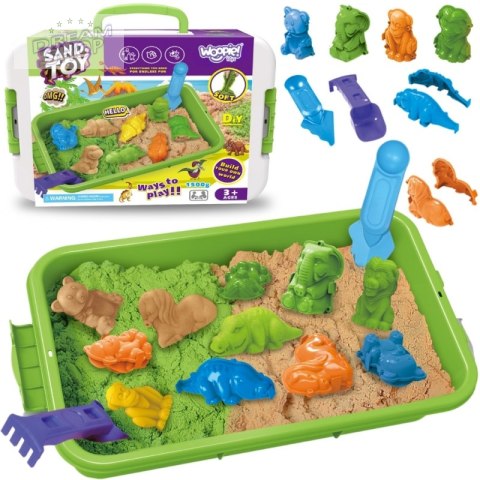 WOOPIE Piasek Kinetyczny 1,5 kg Zestaw XXL ZOO Safari Stolik z Foremkami