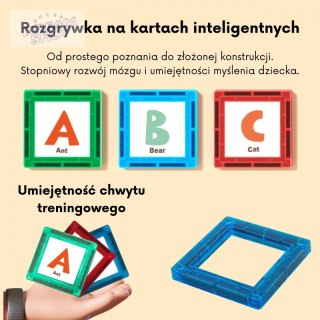 WOOPIE Przestrzenne Klocki Magnetyczne Nauka Liter 70 Elementów