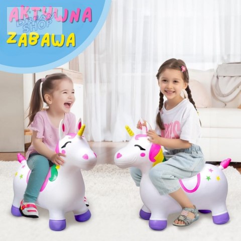 WOOPIE Skoczek Gumowy do Skakania Jednorożec Biały+ Pompka