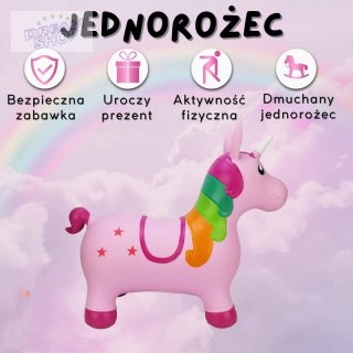 WOOPIE Skoczek Gumowy do Skakania Jednorożec Różowy + Pompka