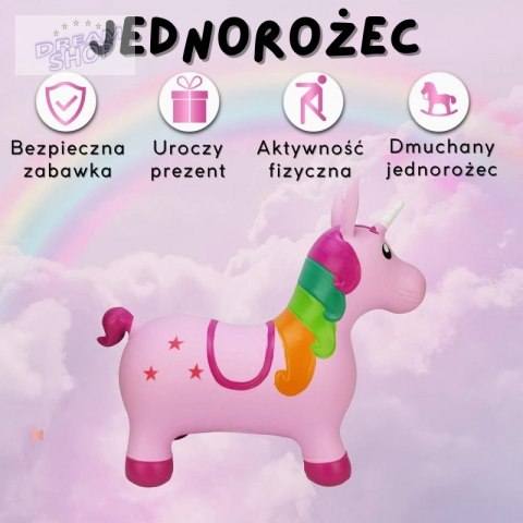 WOOPIE Skoczek Gumowy do Skakania Jednorożec Różowy + Pompka