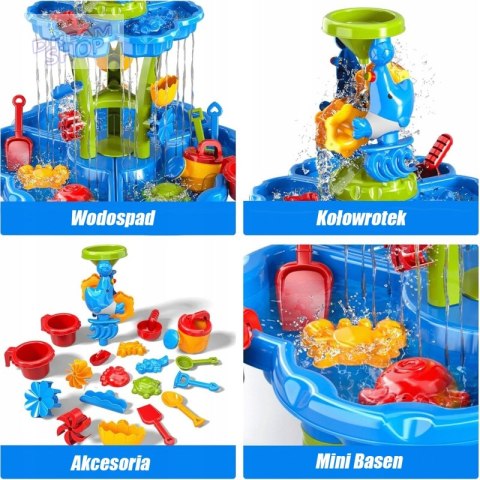 WOOPIE Stolik Wodny 2w1 Piaskownica Fontanna XXL Aquapark z Delfinem